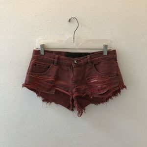 One Teaspoon Bonita Shorts - maroon